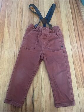 Children's Rust Overalls with Adjustable Black Suspenders